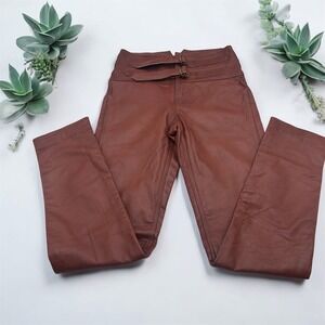 Brown Leather High Waisted Zipper Pants Men's XS Jim Morrison influenced Vintage